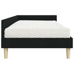 vidaXL Cadre de lit d'angle avec matelas 2 pc Noir 80 x 200 cm tissu