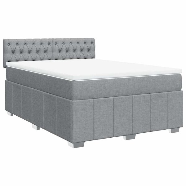 vidaXL Sommier à lattes de lit avec matelas Gris clair 160x200cm Tissu