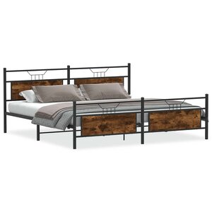 vidaXL Cadre de lit en métal sans matelas chêne fumé 193x201 cm