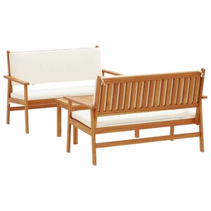 vidaXL Ensemble de canapé de jardin 3 pièces avec des coussins en bois d'acacia solide.