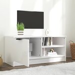 vidaXL Meuble TV Blanc brillant 80x35x36 5 cm Bois d'ingénierie
