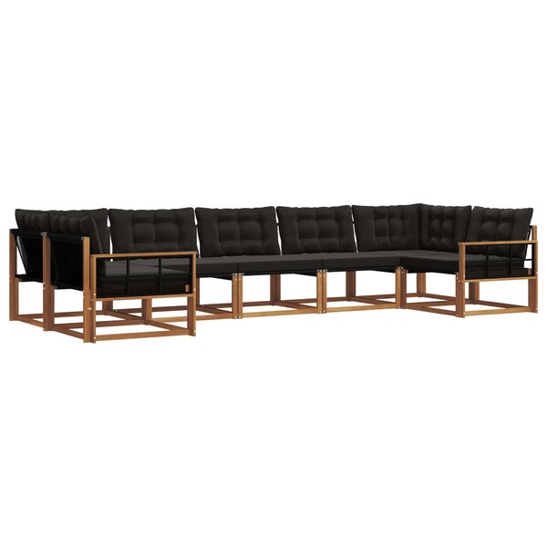 vidaXL Ensemble de canapés d'extérieur 7 pc Naturel et Noir