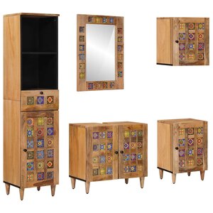 vidaXL Ensemble de mobilier de salle de bain 5 pièces Naturel