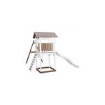 AXI Beach Tower avec Balancoire Double Marron Blanc Toboggan Blanc