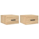 vidaXL Tables de chevet murales 2 Pièces chêne sonoma 35x35x20 cm