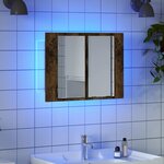 vidaXL Armoire à miroir LED Chêne fumé 60x12x45 cm Bois d'ingénierie