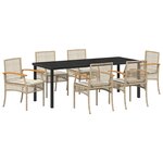 vidaXL Ensemble de salle à manger pour jardin 7 Pièces Beige et Noir