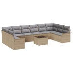 vidaXL Set de 11 pièces de canapé de jardin avec coussins en poly rotin noir
