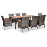 Salon de jardin meuble d'extérieur ensemble de mobilier 9 pièces avec coussins résine tressée gris 02_0018092
