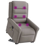vidaXL Fauteuil inclinable de massage électrique Taupe Tissu