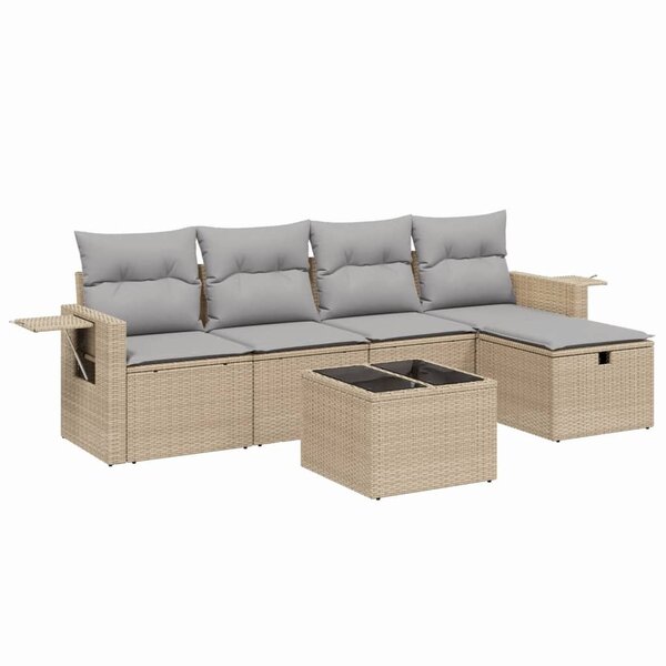 vidaXL Salon de jardin avec coussins 6Pièces mélange beige résine tressée