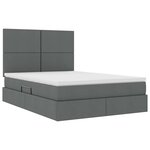 vidaXL Lit de rangement LED avec matelas Gris foncé 140 x 190 cm Tissu