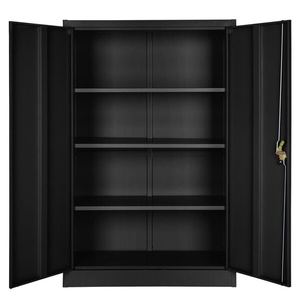 Armoire de bureau verrouillable dotée de 3 étagères meuble 4 niveaux noir 08_0000382