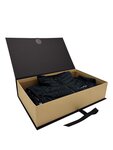 Boîte luxe noire et beige à rabat avec ruban 38.2 x 24 cm