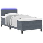 vidaXL Lit à ressort LED avec matelas Gris foncé 100 x 200 cm Velours
