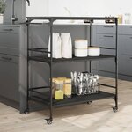 vidaXL Chariot de cuisine noir 100 5x50x105 cm bois d'ingénierie