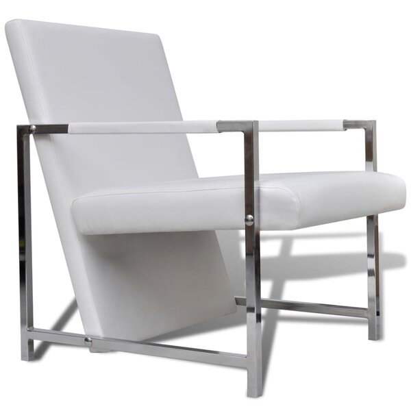 vidaXL Fauteuil avec pieds chromés Blanc Similicuir