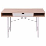 Bureau table meuble travail informatique bureau avec 1 tiroir chêne et blanc 0502072