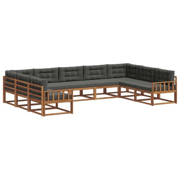 vidaXL Ensemble de canapés d'extérieur 9 pc Naturel et Anthracite