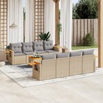 vidaXL Salon de jardin avec coussins 9 Pièces beige résine tressée