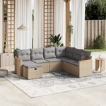 vidaXL Salon de jardin avec coussins 7Pièces mélange beige résine tressée