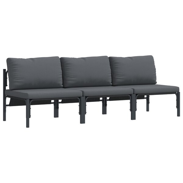 vidaXL Mobilier de jardin avec coussin 3 Pièces Anthracite Acier