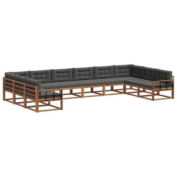 vidaXL Ensemble de canapés d'extérieur 10 Pièces Naturel et Anthracite