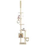vidaXL Arbre à chat avec griffoirs en sisal 260 cm Beige