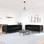 vidaXL Ensemble de canapé Chesterfield et traversins 2Pièces noir velours