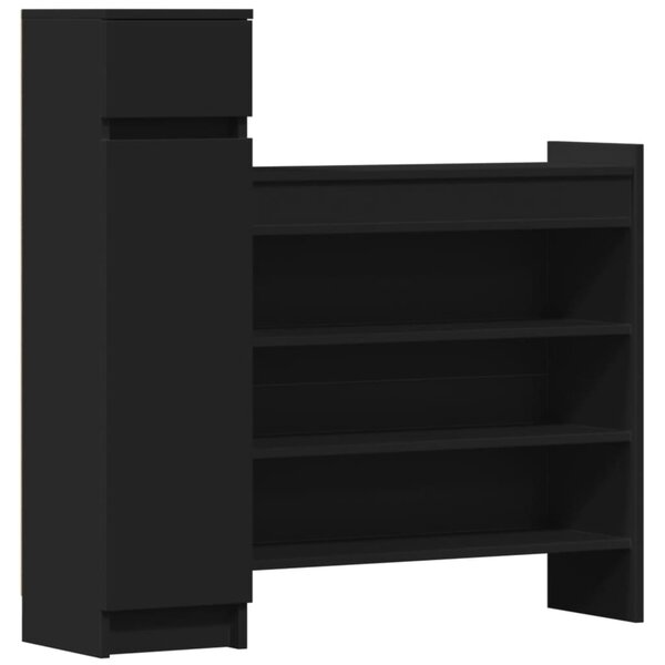 vidaXL Armoire à chaussures noir 100 5x28x100 cm bois d'ingénierie