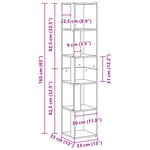 Meuble d'angle vidaXL Noir Chêne 33x33x164 5 cm en bois d'ingénierie