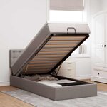 vidaXL Lit ottoman avec matelas taupe 90x200 cm tissu