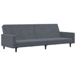 vidaXL Canapé-lit à 2 places avec repose-pied gris foncé velours