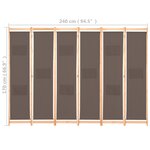 vidaXL Cloison de séparation 6 panneaux Marron 240 x 170 x 4 cm Tissu
