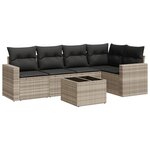 vidaXL Salon de jardin 6 Pièces avec coussins gris clair résine tressée