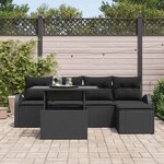 vidaXL Ensemble de canapé de jardin avec coussin 6 Pièces Noir polyrotin