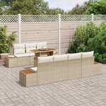 vidaXL Ensemble de canapé de jardin 8 Pièces Beige Poly rotin