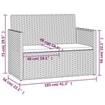 vidaXL Banc de jardin avec coussins Gris 105 cm Résine tressée