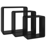 vidaXL Étagères murales sous forme de cube 3 Pièces Noir MDF