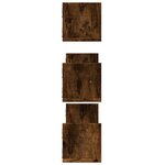 vidaXL Étagères murales 3 Pièces chêne fumé 80x18x18 cm bois d'ingénierie