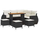 vidaXL Ensemble de Canapés de Jardin de 9 Pièces avec Coussins Noir Poly Rotin Acacia