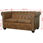 vidaXL Canapé Chesterfield 2 places cuir artificiel marron