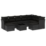 vidaXL Salon de jardin 10 Pièces avec coussins noir résine tressée