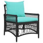 vidaXL Chaise de jardin avec coussins noire 60x70x78 cm en polyrotin