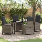 vidaXL Ensemble de salle à manger de jardin 5 pièces avec coussins - Gris en résine poly.