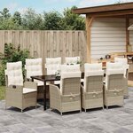 vidaXL Ensemble de salle à manger pour jardin 9 Pièces Beige polyrotin