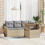 vidaXL Ensemble de canapé de jardin 5 Pièces Beige Poly rotin