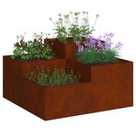 vidaXL Cache-pot de jardin Rouillé 100 x 100 x 48 cm Acier patiné