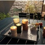 Lampe de table d'extérieur- Lovere 3 W - Forme bougie - Beige et brun clair