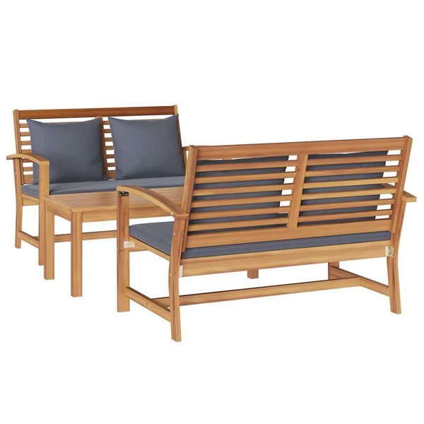 Ensemble de canapé de jardin 3 Pièces Naturel Bois de teck solide